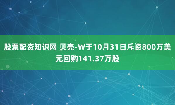 股票配资知识网 贝壳-W于10月31日斥资800万美元回购141.37万股